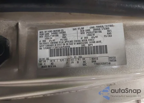 2000 Ford E-150 Xl/Xlt from USA, damaged, VIN 1FMRE1129YHA94046